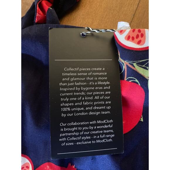 NWT ModCloth x Collectif Peace, Love, and Pomegranates Navy Blue Tank Top size 6 - Picture 12 of 12